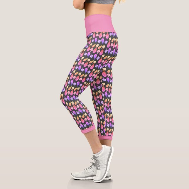 Capri Diverses formes Leggings de la nature Motif Feuill (Gauche)
