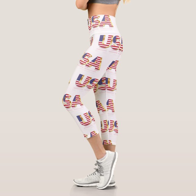 Capri Drapeau patriotique USA Leggings (Gauche)