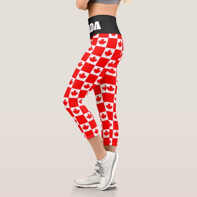 Capri Drapeau rouge canadien motif leggings pour la fête (Gauche)