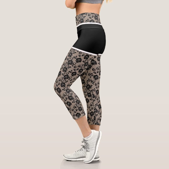 Capri Drôle Leggings Faux Black Lace Fishnet et Short (Gauche)