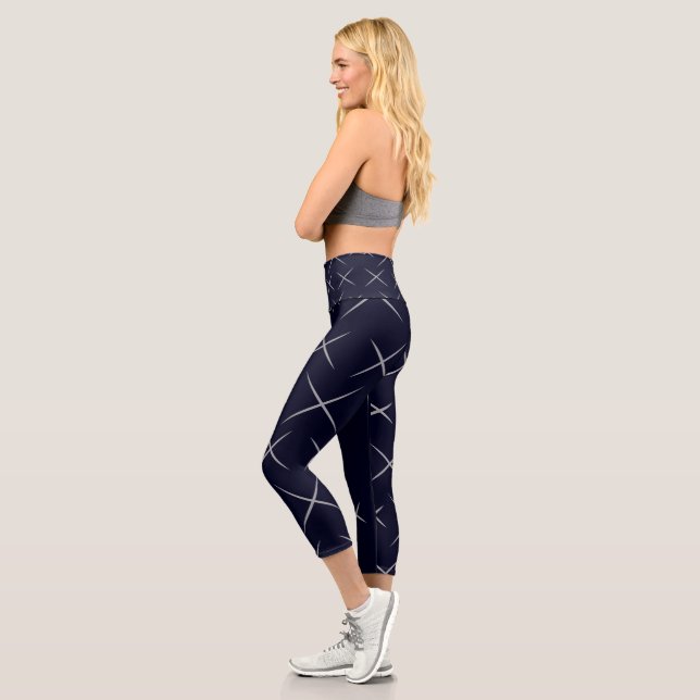 Capri Élégant chic féminin bleu noir Leggings (Gauche)