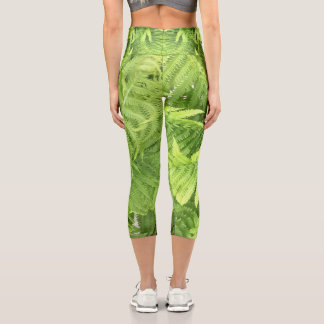 Capri Fern Leaf haut taille Leggings : jardin fitness ho