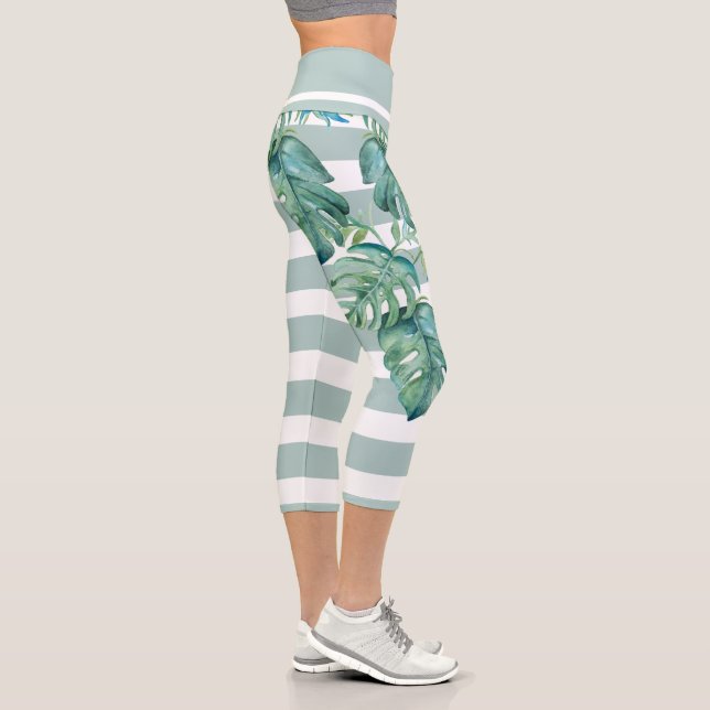 Capri Feuilles de Monstera Leggings Tropicaux (Droite)