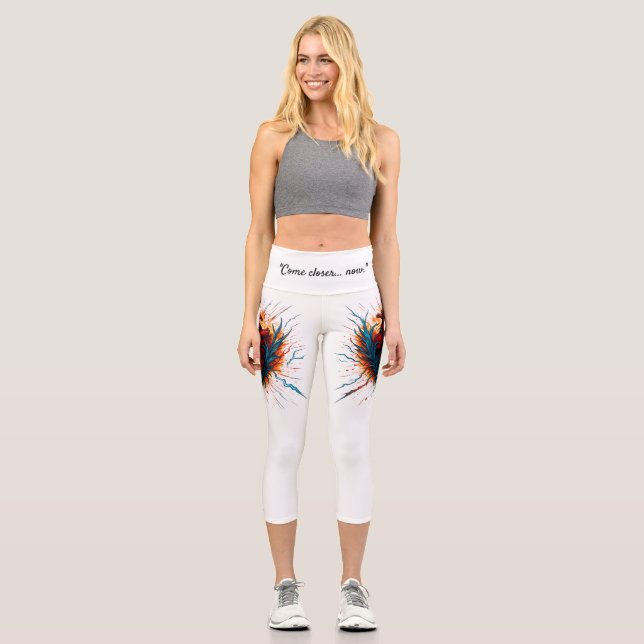Capri Fiery Anatomical Heart Leggings - "Approchez-vous. (Recto)