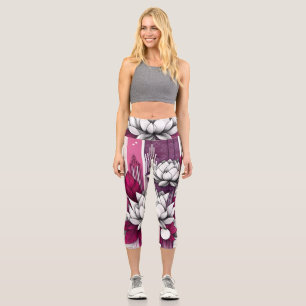 Capri Fleurs Magenta Lotus dans un leggings modernes