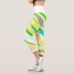 Capri Funky Art Abstrait Turquoise Blue Green Leggings
