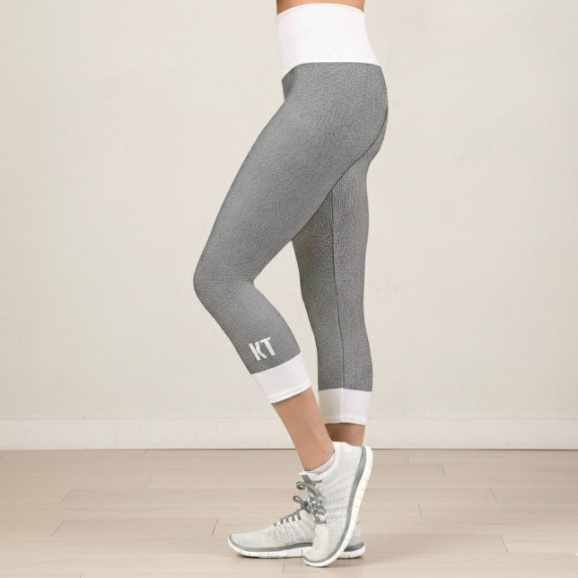 Capri Gray and white herringbone pattern leggings  (Créateur téléchargé)