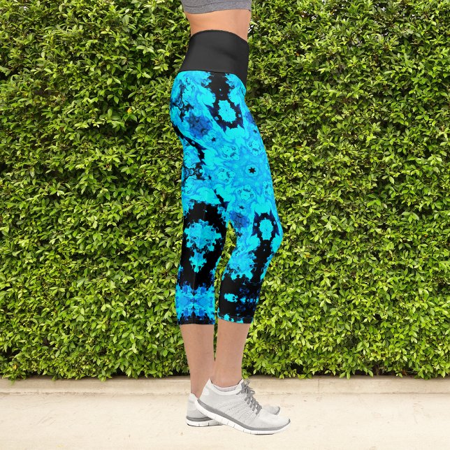 Capri Hippie psychédélique Leggings bleu et noir (Créateur téléchargé)
