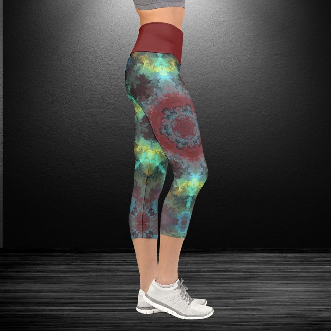 Capri Hippie psychédélique Leggings rouge bleu et jaune (Créateur téléchargé)