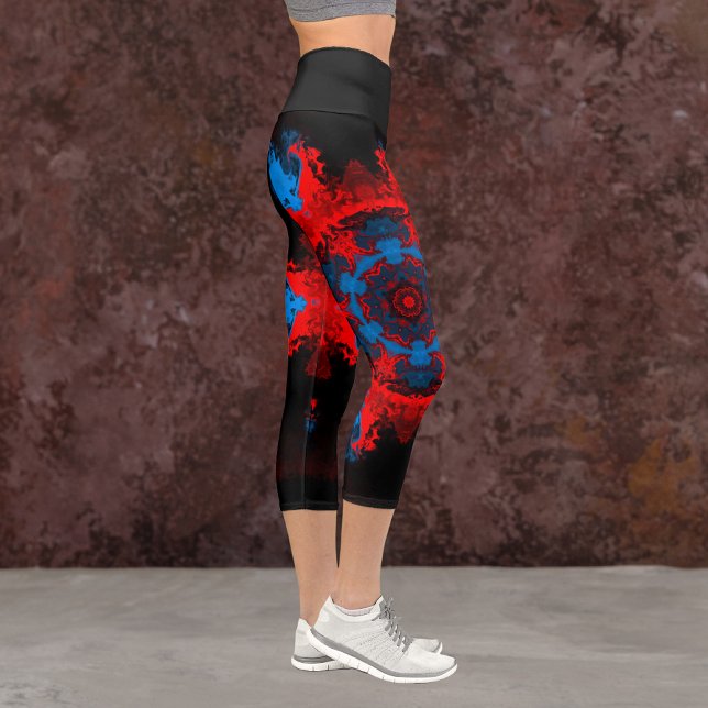 Capri Hippie psychédélique Leggings rouges et bleus (Créateur téléchargé)