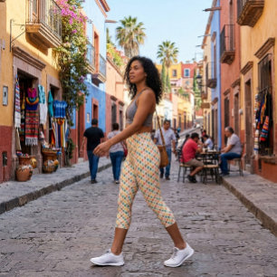 Capri Leggings à motif de silhouettes de cactus colorés