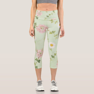 Capri Leggings à motif Fleur de printemps doux et margue