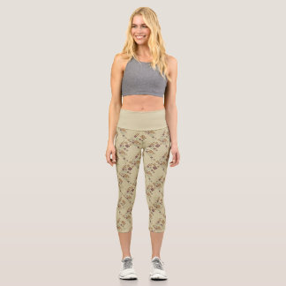 Capri Leggings à motif floral Art Déco Chat