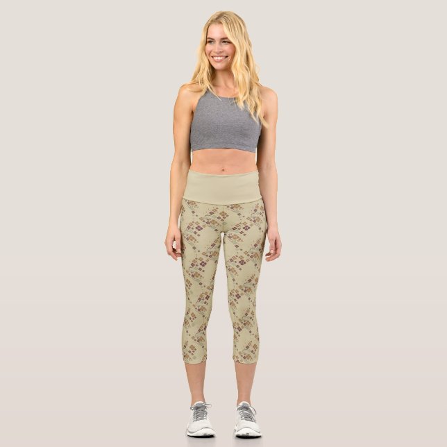 Capri Leggings à motif floral Art Déco Chat (Recto)