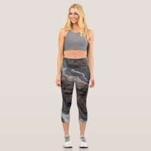 Leggings abstraits en marbre noir – pantalon de yo