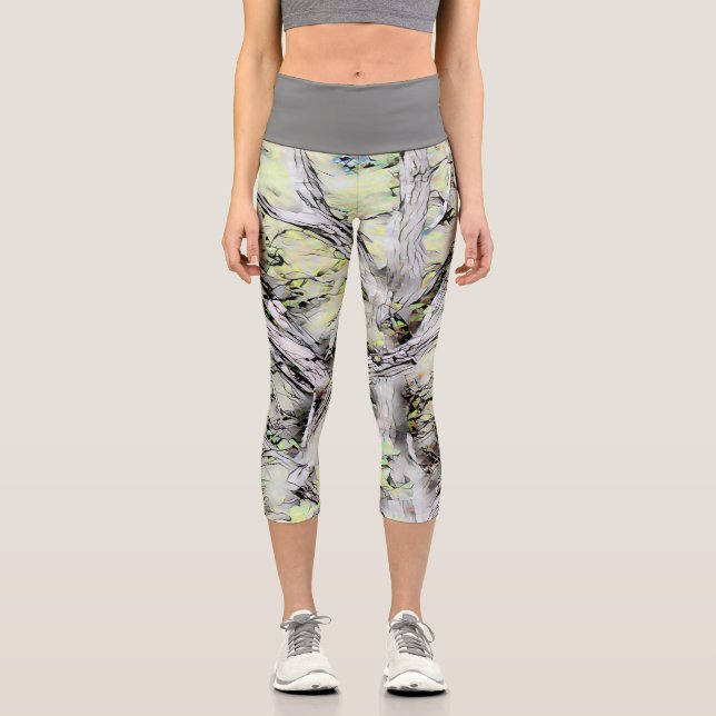 Capri Leggings avec Gris et Vert Résumé Conception (Recto)