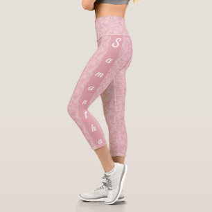 Capri Leggings de dentelle gris et blanc personnalisés