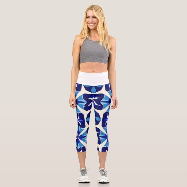 Capri Leggings de nuances de bleu et de bleu marine. (Recto)