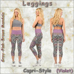 CAPRI LEGGINGS Design Mandala gris-rose-Brown<br><div class="desc">Une image dans les tons gris, violet, rose, marron et vert est présentée sur ces Leggings de style Capri. Disponible en cinq tailles pour femmes (XS, S, M, L, XL). Voir la description "A propos de ce produit" ci-dessous pour des informations générales sur le dimensionnement et le produit, L'image "carrelée"...</div>
