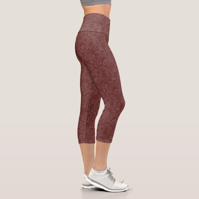 Capri Leggings en acajou Abstraits (Droite)
