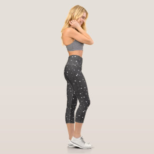 Capri Leggings fantaisie pois blancs sur fond bleu, Capr
