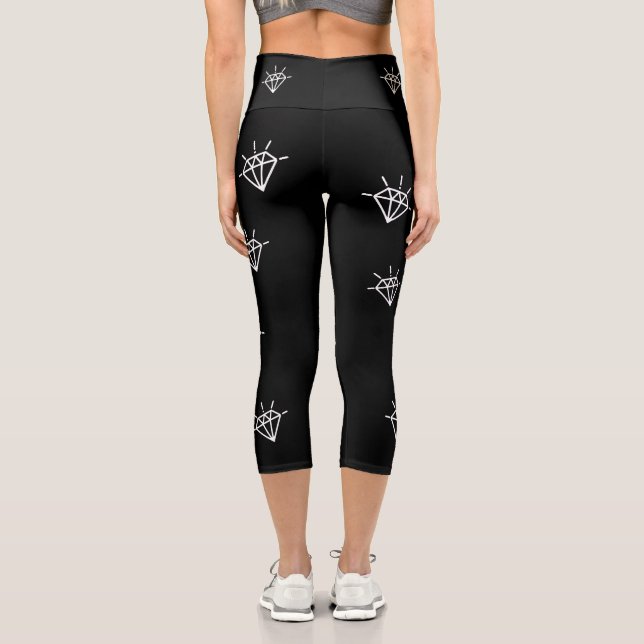 Capri Leggings Femme "Black Diam's" Diamant Noir  (Verso)