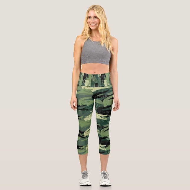 Capri Leggings Gator Camo Motif Imprimé Crocodile Mignon (Recto)