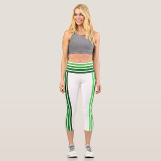 Capri Leggings - Green Ombre Stripes