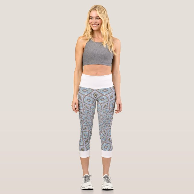 Capri Leggings Gris Abstrait Blanc taille (Recto)