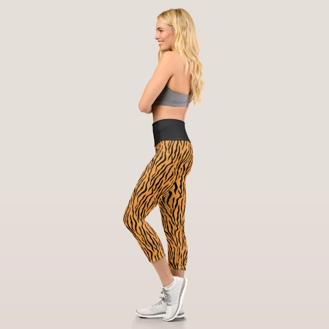 Capri Leggings modernes à motif de tigre sauvage (Gauche)