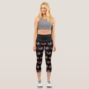 Capri Leggings Noir avec conception de coquilles n