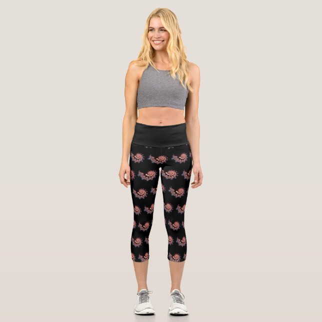 Capri Leggings Noir avec conception de coquilles n (Recto)