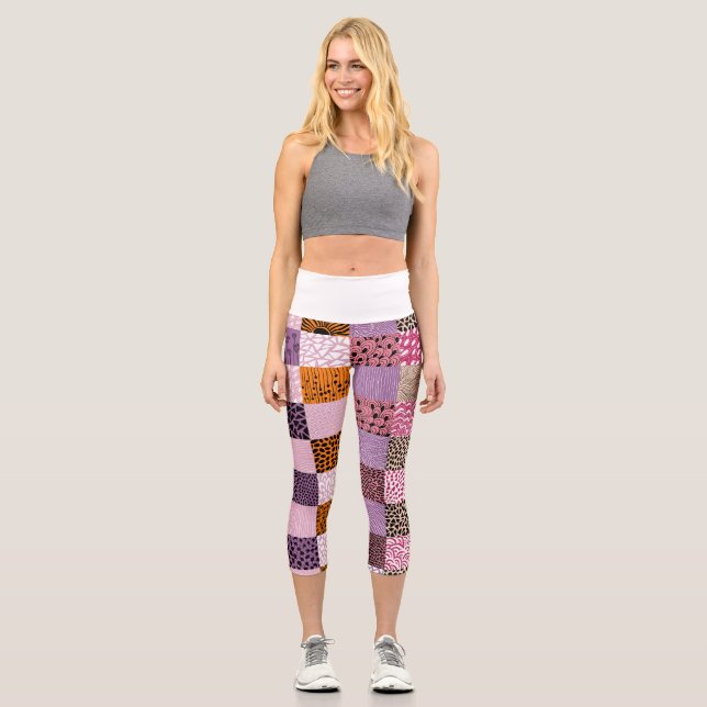 Capri Leggings Patchwork Esthétique Damier Coloré (Recto)