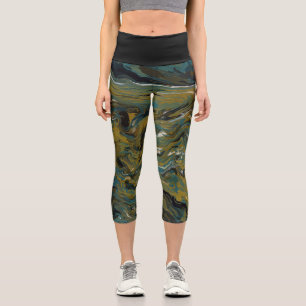 Capri Leggings turquoises, Gold, White et Black Oils