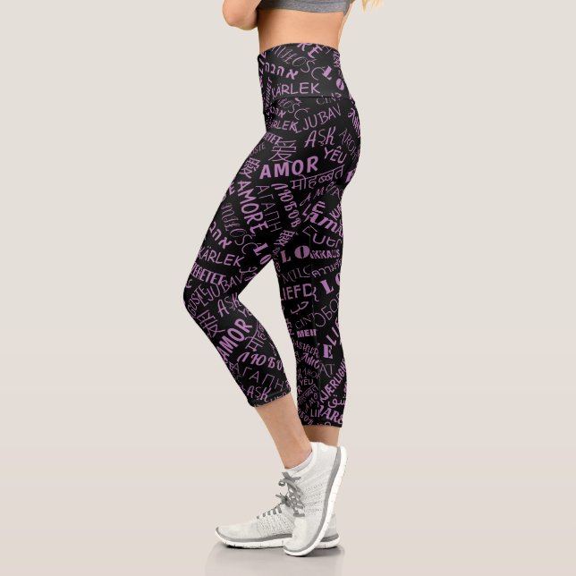 Capri Love Text Black Leggings ou Choose Color (Gauche)