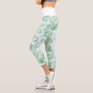 Capri Pale Douce Pastel Turquoise Fleurs Nature Leggings