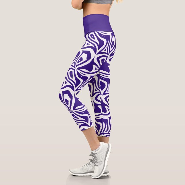 Capri Purple Zebra Stripes femmes Capris Leggings (Gauche)