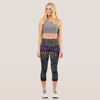 Capri Rainbow Spiral Leggings for Women | Colorful Abstr