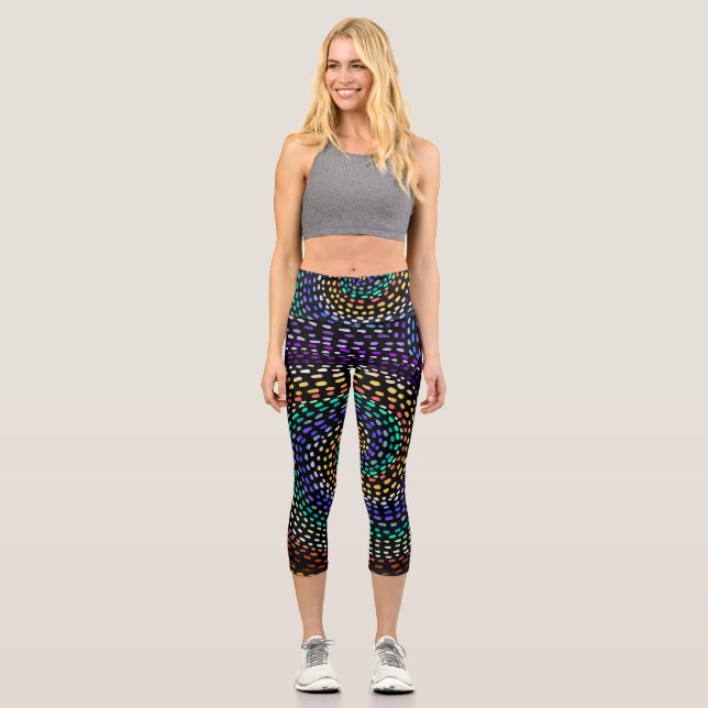 Capri Rainbow Spiral Leggings for Women | Colorful Abstr (Recto)
