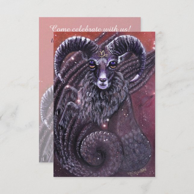 Capricorn Zodiac Invitation d'anniversaire (Devant / Derrière)