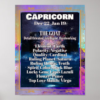 Capricorn Zodiac Poster Astrologie Faits
