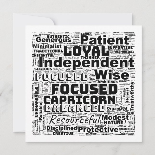 Capricorn Zodiac Word Cloud Inspiration Carte Plat (Devant)