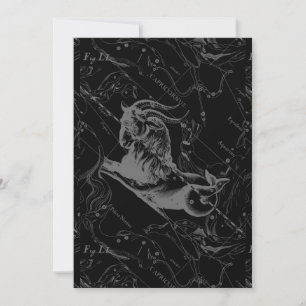 Capricorne Constellation Hevelius 1690 sur Noir