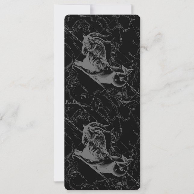 Capricorne Constellation Hevelius 1690 sur Noir (Devant)