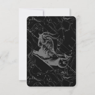 Capricorne Constellation Hevelius 1690 sur Noir