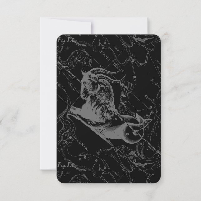 Capricorne Constellation Hevelius 1690 sur Noir (Devant)