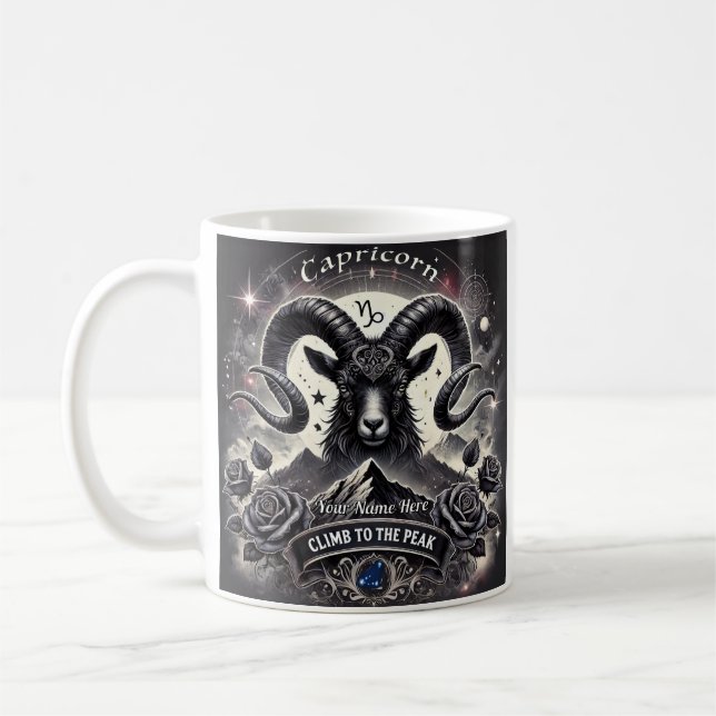 Capricorne "Grimper au pic" Zodiac Mug (Gauche)