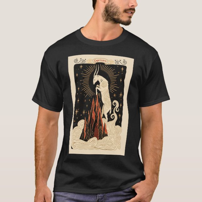 Capricorne - T-Shirt Celestial Zodiac Art (Devant)