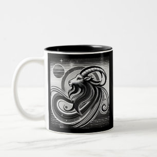 Capricorne Zodiac Café Mug noir et blanc