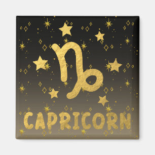 Capricorne Zodiac Magnet noir et or